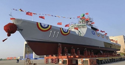 Malaysia's first Littoral Mission Ship, 
        
        , seen before its launch in China.