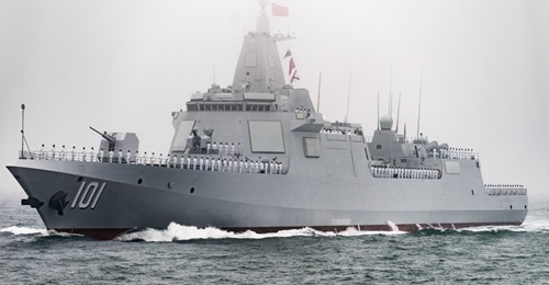 , the first of the PLAN's Type 055-class destroyers, took part in a fleet review held on 23 April off the northern port city of Qingdao to mark the 70th anniversary of the founding of the service.
