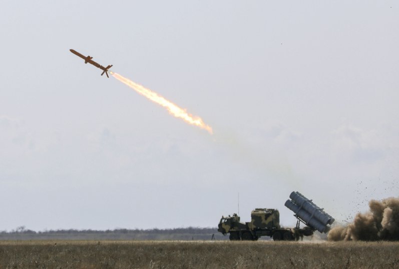 The 5 April launch of the Neptune missile. (Ukrainian Presidential Press Service )