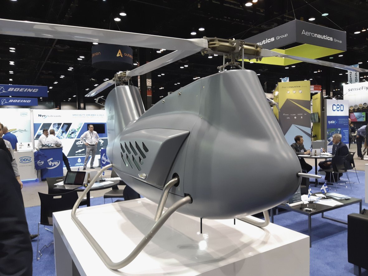 Laflamme Aéro's LX300 tandem-rotor helicopter unmanned aerial vehicle (UAV) on display on 30 April at the 2019 AUVSI Xponential conference in Chicago. (IHS Markit/Pat Host)