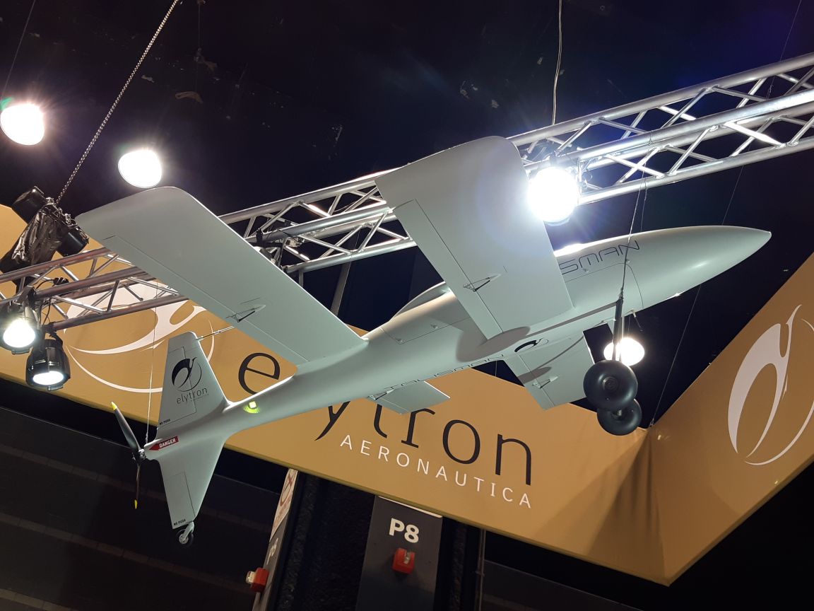 Elytron Aeronautica’s Talisman tandem wing UAV on display on 1 May at the 2019 AUVSI Xponential conference in Chicago. (IHS Markit/Pat Host)