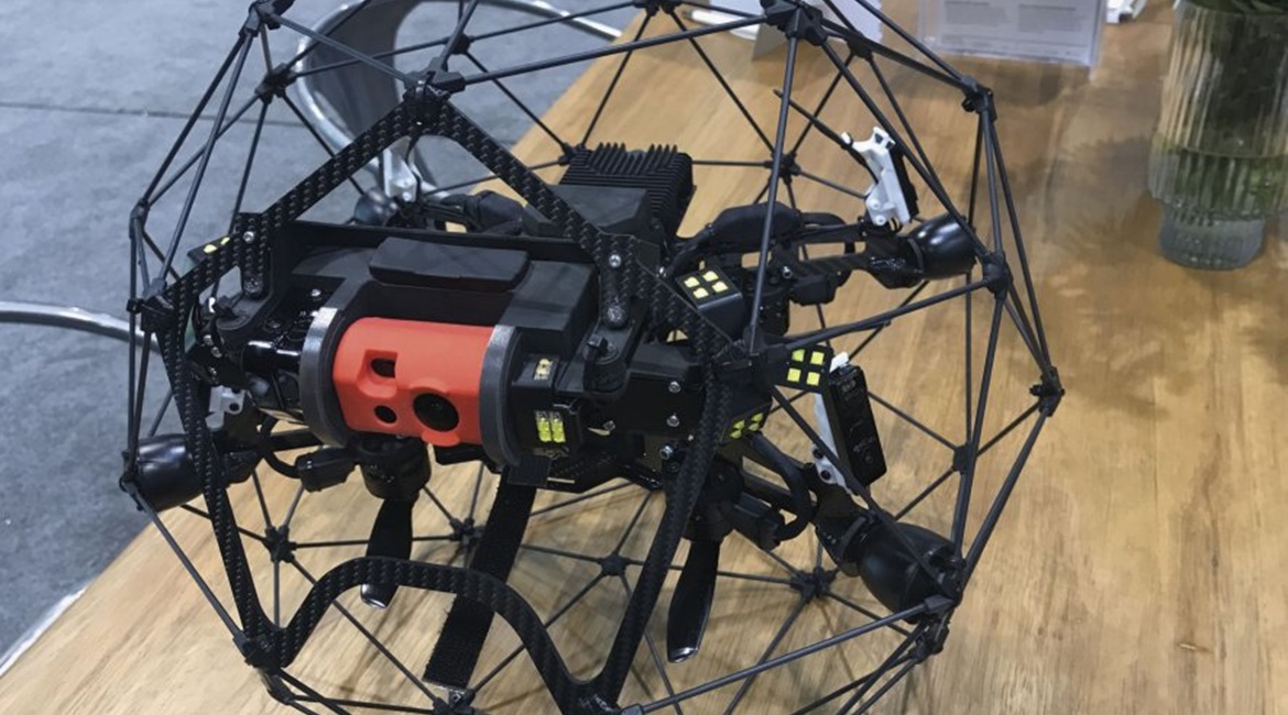 The Elios 2 caged UAS can be used in confined spaces such as tunnels.