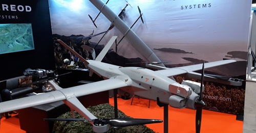 Threod Systems' Stream C vertical takeoff and landing (VTOL) unmanned aerial vehicle (UAV) has roughly five hours endurance while the fixed-wing version has about six hours. The aircraft was on display on 2 May 2019 at the AUVSI Xponential conference i...