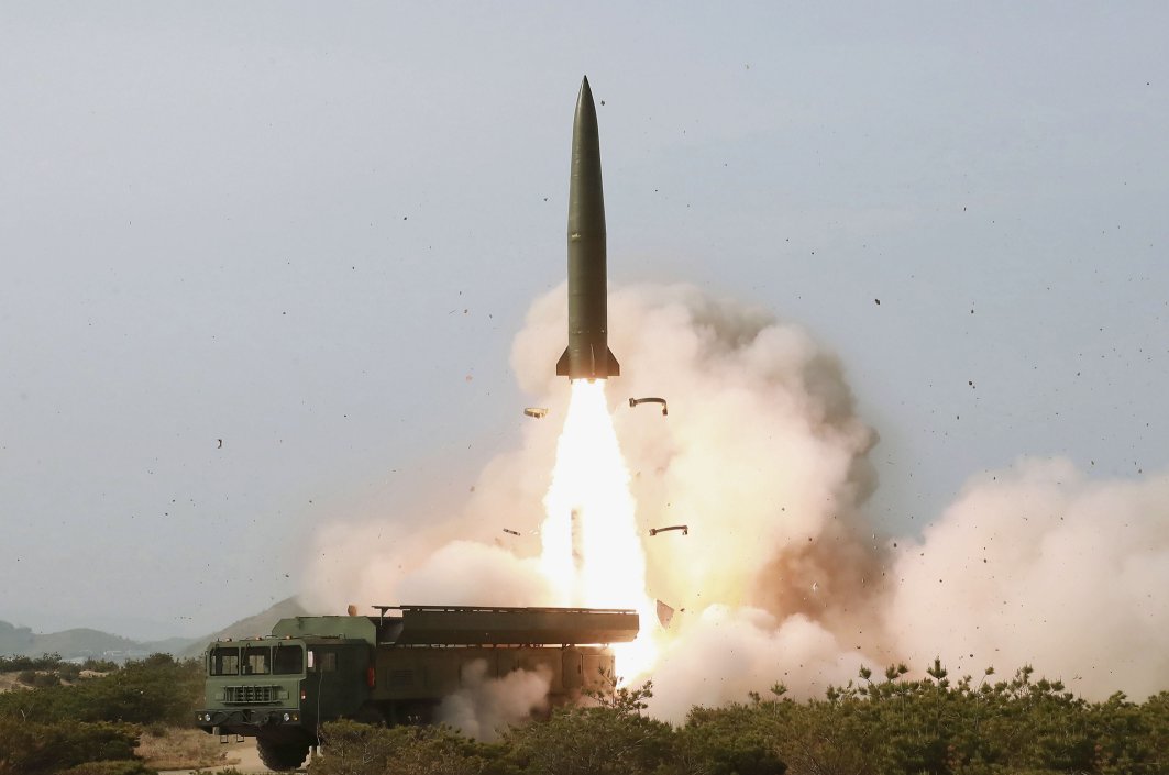 The KNCA released images of a missile launch carried out on 4 May in an area near North Korea’s eastern port city of Wonsan in Kangwon Province. Pyongyang test-fired what appeared to be close/short-range ballistic missiles on 9 and 4 May that resemble those used by the Russian-designed Iskander systems. (KCNA)
