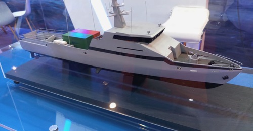 A model of the OPV 45, unveiled for the first time at IMDEX 2019