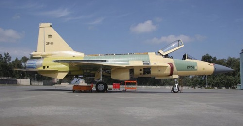 One of the latest JF-17 Block II aircraft to come off the production line at PAC Kamra.
