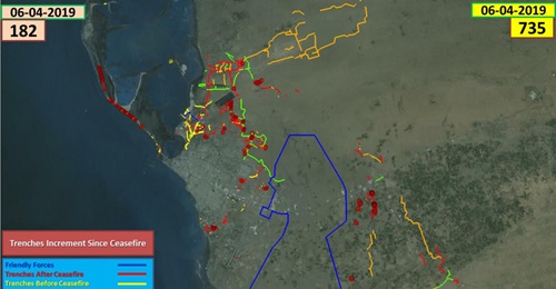 Annotated satellite imagery from a ceasefire violations report submitted to the UN Security Council on 9 April shows the new defensive positions that Ansar Allah has constructed around Al-Hudaydah.