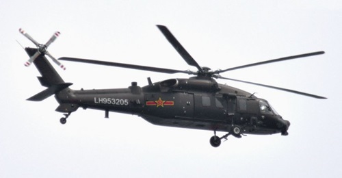 A Chinese Z-20 helicopter bearing the number LH953205: a serial number format indicating that this rotorcraft type has likely entered service with the PLA Army Aviation.