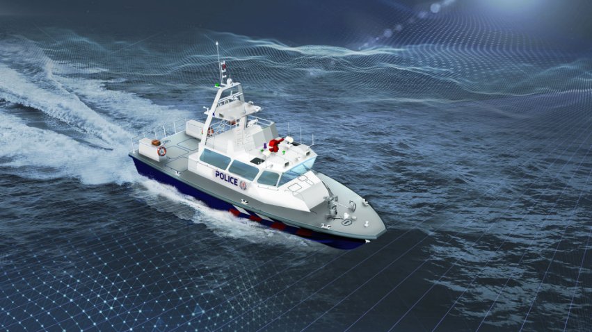 
        Computer-generated depiction of a Super Swift vessel, shown to
        Jane’s
        at the IMDEX 2019 exhibition.
       (ST Engineering)