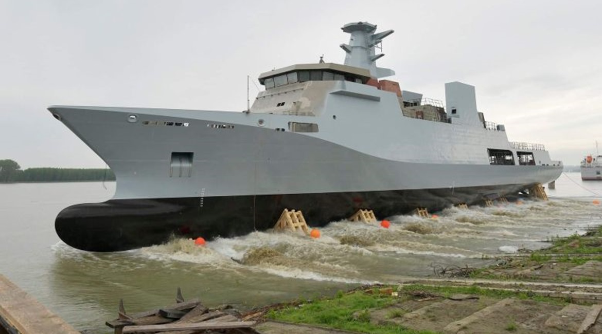 The first of two corvettes on order for the PN was launched on 17 May at the facilities of Dutch shipbuilder Damen in Galati, Romania.