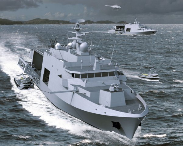 The Belgian/Dutch next-generation stand-off MCM capability will be based on mother ships employing a ‘toolbox’ of offboard systems. (Naval Group/Belgium Naval & Robotics)