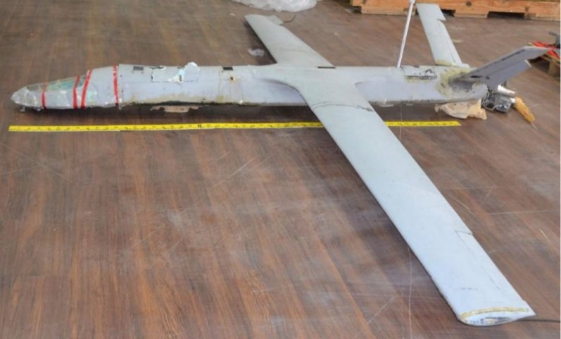 A photograph from a report submitted to the UN Security Council in January by the UN Panel of Experts on Yemen shows one of the possible Samad-2/3 UAVs that was recovered in Saudi Arabia. (UN Panel of Experts on Yemen)