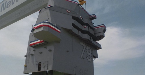 Newport News Shipbuilding successfully completed the island-lift for the aircraft carrier 
        
         (CVN 79) on schedule.
