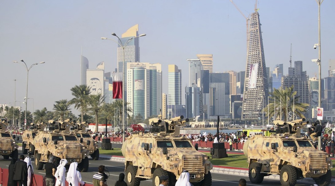 Serdar remote weapon stations are seen fitted to Ejder Yalçin vehicles during Qatar's military parade on 18 December 2018.