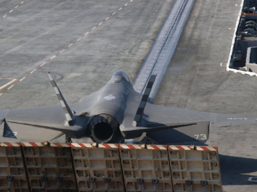 F-35C Joint Strike Fighter tests aboard carriers highlighted a need for modifications to jet-blast deflectors and other equipment or systems. (Michael Fabey)