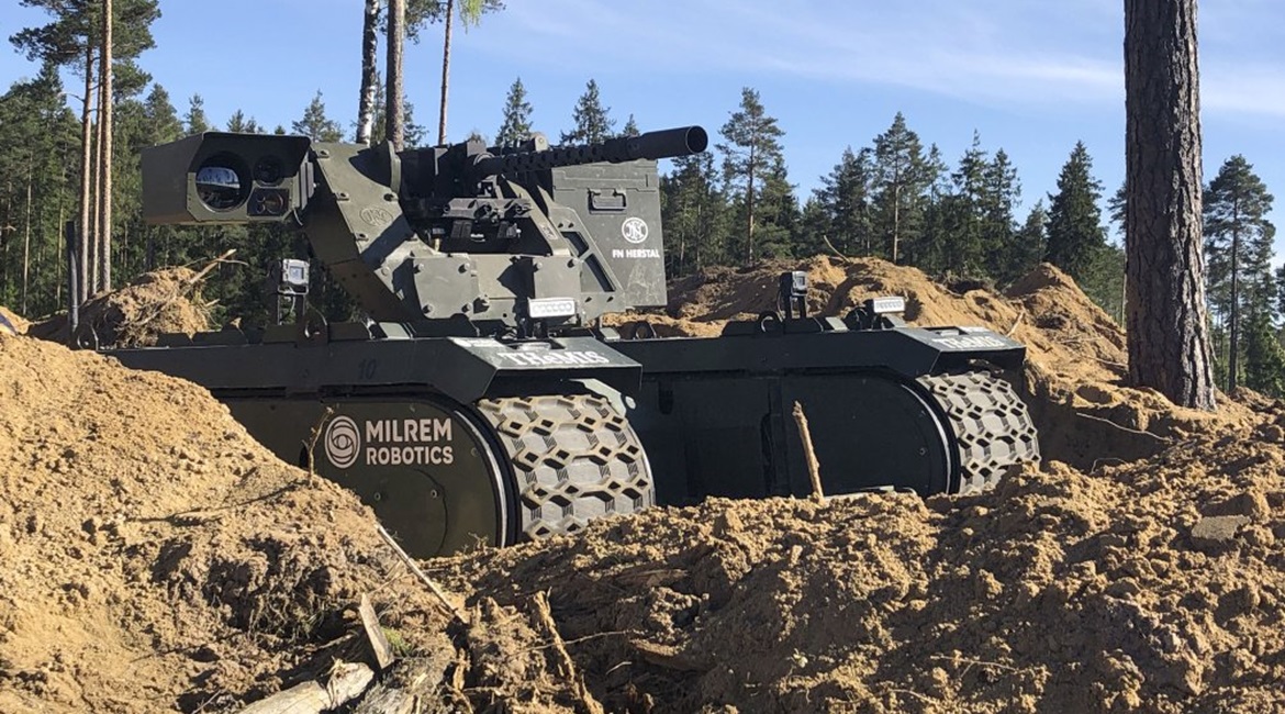 An armed variant of the THeMIS unmanned ground vehicle was deployed to support troop manoeuvres in NATO's 'Spring Storm' exercise.