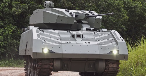 The Singapore Army's new Hunter armoured fighting vehicle.