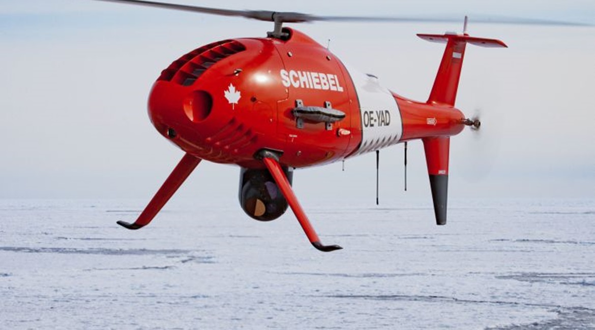 The Schiebel S-100 Camcopter UAV has unique features, such as a compact design that heats components, which enables it to fly in icy conditions.