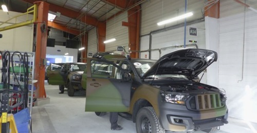 To bring the base Ford product up to VT4 standard, conversion to Standard 1 involves 250 individual modifications and takes 18 man hours. Conversion to the more complex Standard 2 (shown) involves a further 350 modifications and 40 hours.