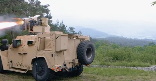A Spike LR is launched from an Oshkosh 4×4 Joint Light Tactical Vehicle during the 16th Spike Users Club Meeting in Slovenia from 4-6 June.