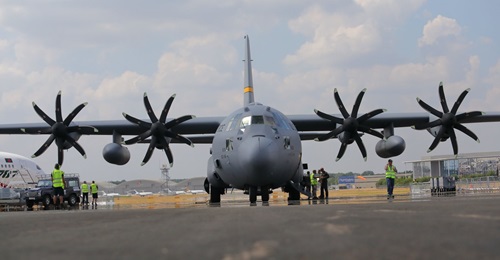 Collins Aerospace's NP2000 propeller upgrades on a US Air National Guard C-130H aircraft.