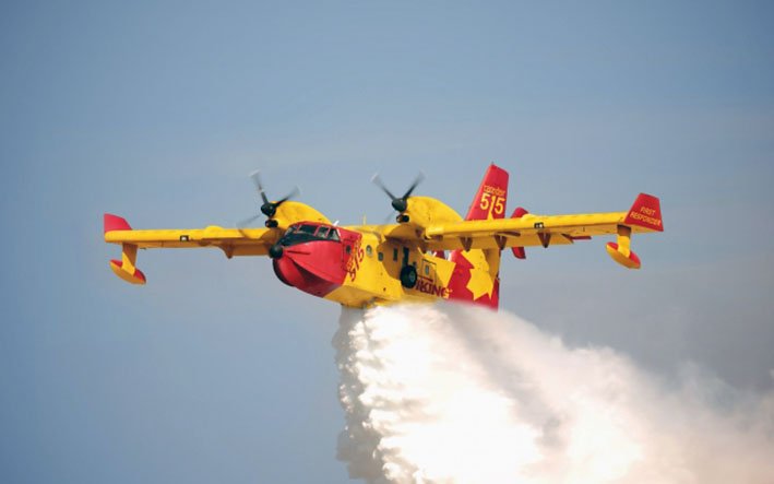 A Viking Canadair CL-515 amphibious aircraft is seen here in aerial firefighting configuration. The Indonesian MoD has signed a contract with Viking Air for six new CL-515s and one upgraded Canadair CL-415EAF amphibious aircraft. (Viking Air)