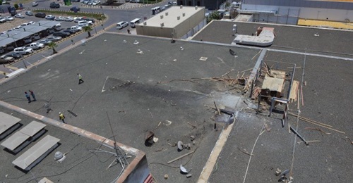 The damage caused to Abha airport in Saudi Arabia in a cross-border missile attack by Ansar Allah on 12 June.