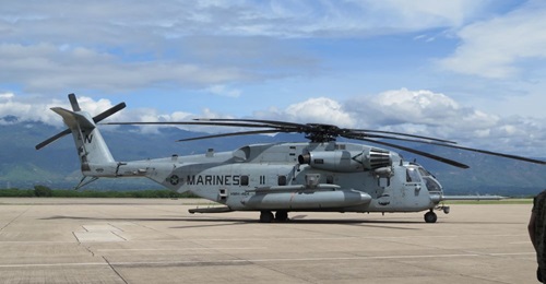 The SPMAGTF-SC deployed to Central America with four CH-53 Sea Stallion helicopters.