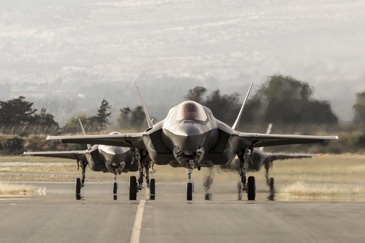 Seen arriving at RAF Akrotiri in May, six UK F-35Bs have followed their planned training deployment with the type's first combat missions in national service. (Crown Copyright)