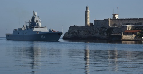 The Russian frigate 
        
         arrives in Havana on 24 June. The ship is leading a Russian flotilla on a world tour to raise the profile of Russia's international naval presence.