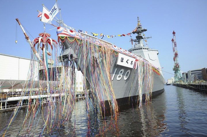 
        JMU launched
        Haguro
        , the second Maya-class destroyer on order for the JMSDF, in a ceremony held on 17 July at the company’s facility in Yokohama.
       (Japan Marine United Corporation)