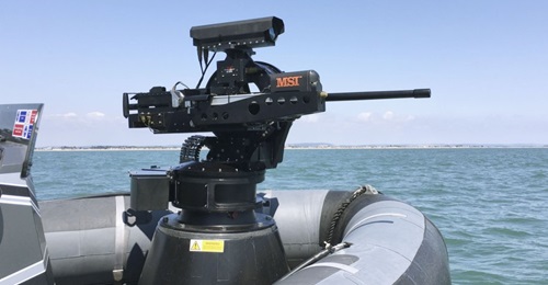 The Seahawk MWS is fitted with an M2HB 0.50 cal heavy machine gun and an on-mount sensor package incorporating a 3-5 µm thermal imager, a low-light TV camera, and a laser rangefinder.