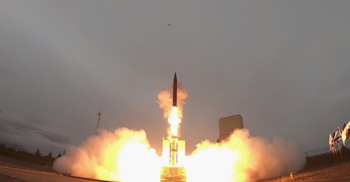 An Arrow-3 exoatmospheric ballistic missile interceptor is launched during a 10-day Arrow-3 Weapon System test campaign at the Pacific Spaceport Complex-Alaska (PSCA) in Kodiak in late July.