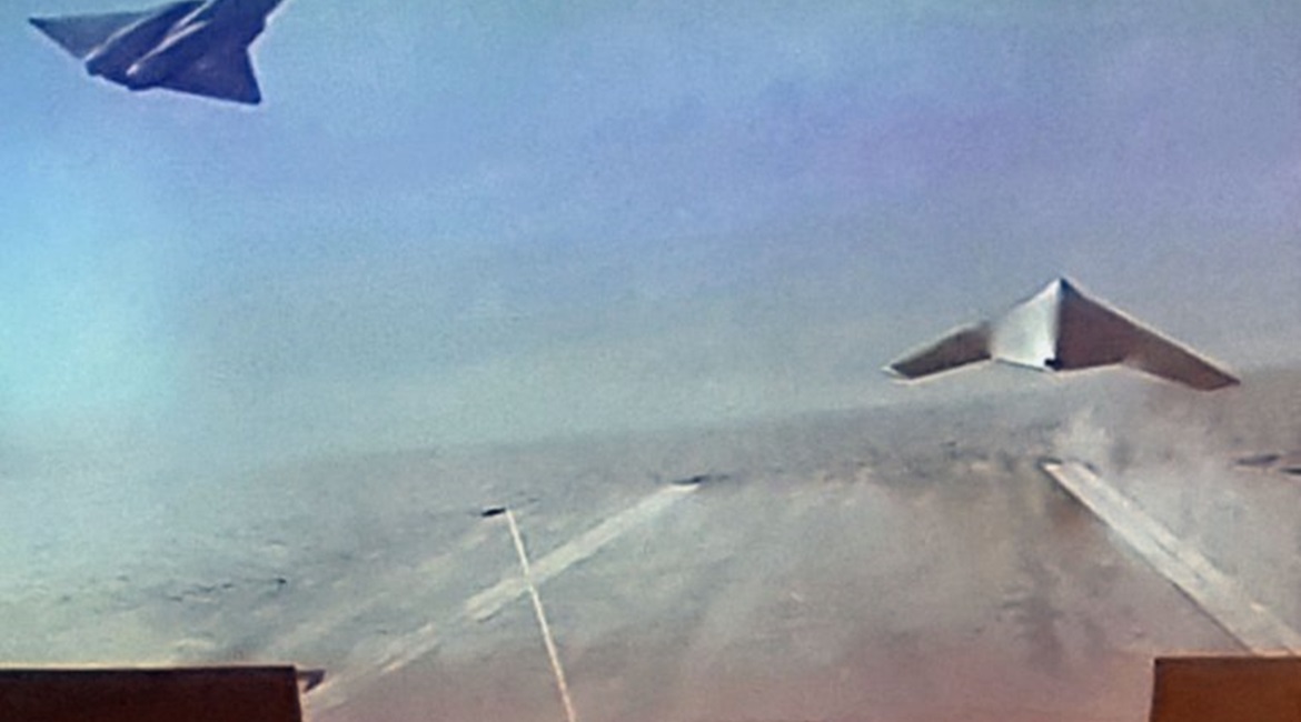 A concept graphic of the future fighter and unmanned aircraft that France is developing with Germany and Spain under the FCAS project.