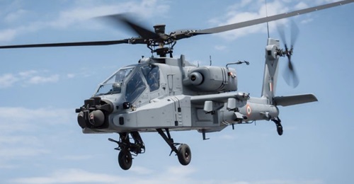 An Apache Guardian attack helicopter for the IAF is seen here conducting flight manoeuvres at the Boeing production facility in Mesa, Arizona. The second batch of four Apache Guardians for the IAF arrived in India on 30 July.