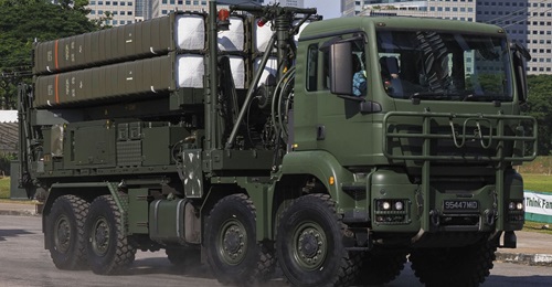 The Republic of Singapore Air Force's new Aster 30 SAM system made its debut public appearance during Singapore's 54th National Day celebration.