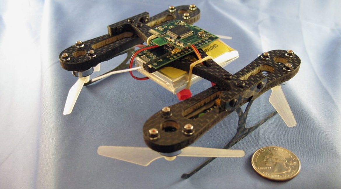 This quad-rotor UAS, developed by Daedalus Flight Systems LLC in collaboration with the University of Maryland, is an example of the US micro vertical takeoff and landing (VTOL) sUAS industrial base of which USAF is looking to improve.