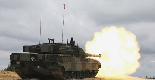 Ariete MBT live firing during Exercise 'Reaper Prime' in the Camp Adaži training area.