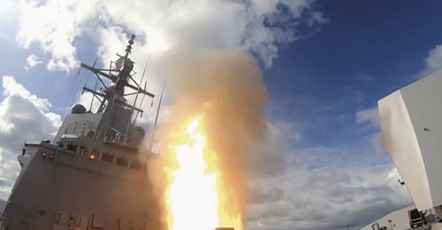 Hobart firing its SM-2 missile for the first time