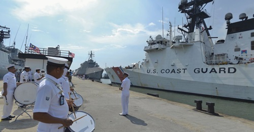USCGC 
        
         arriving in Lumut for the '2019 Maritime Training Activity (MTA) Malaysia'.