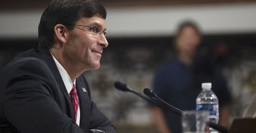US Secretary of Defense Mark Esper at his Senate Armed Services Committee confirmation hearing in July. He has now started a department-wide review of all weapons programmes.
