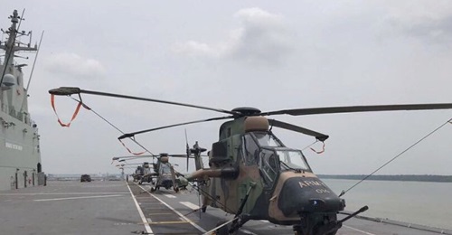 Seen aboard HMAS 
        
         during the type's first overseas deployment earlier in 2019, the Tiger is being pitched by Airbus as a “cost-effective” solution to its future armed reconnaissance requirement.