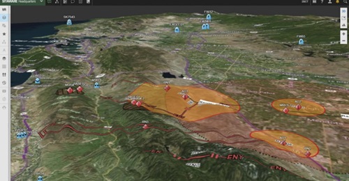 A screenshot showing SitaWare HQ's 3D visualisation tool.