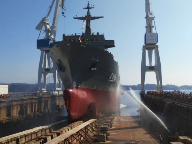 
        Navantia launched
        Stalwart,
        the second and final Supply-class AOR ship on order for the RAN, on 30 August.
       (Navantia)