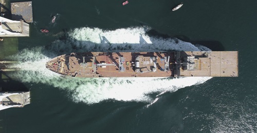 The future HMAS Stalwart being launched at Ferrol, Spain.