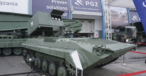 A missile carrier vehicle on the BWP-1 platform