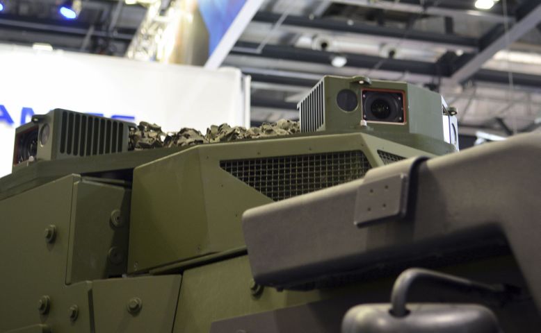 The Hensoldt SETAS system was first shown at DSEI 2019 on a General Dynamics Eagle 6×6. (IHS Markit/Patrick Allen)
