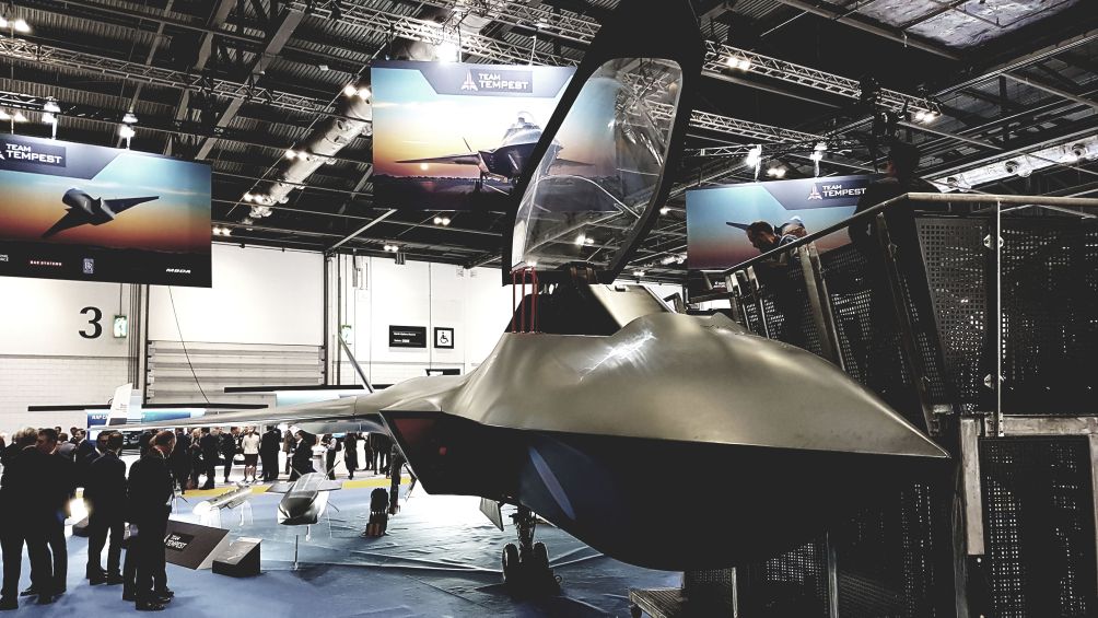 A mock-up of the Tempest fighter at the DSEI 2019 exhibition in London. The Italian government used the occasion to formally announce its decision to join the effort with the UK and Sweden. (IHS Markit/Gareth Jennings)
