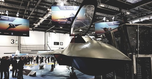 A mock-up of the Tempest fighter at the DSEI 2019 exhibition in London. The Italian government used the occasion to formally announce its decision to join the effort with the UK and Sweden.