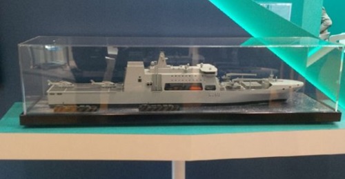 BMT's new  ELLIDA multirole support and logistics vessel design in display at DSEI in London.